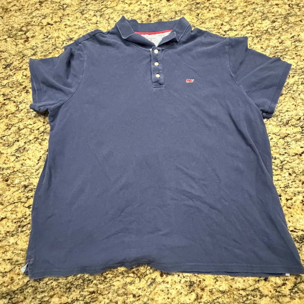 Vineyard Vines Target Mens XXL Polo Shirt Navy Blue Short Sleeve Whale Pique
